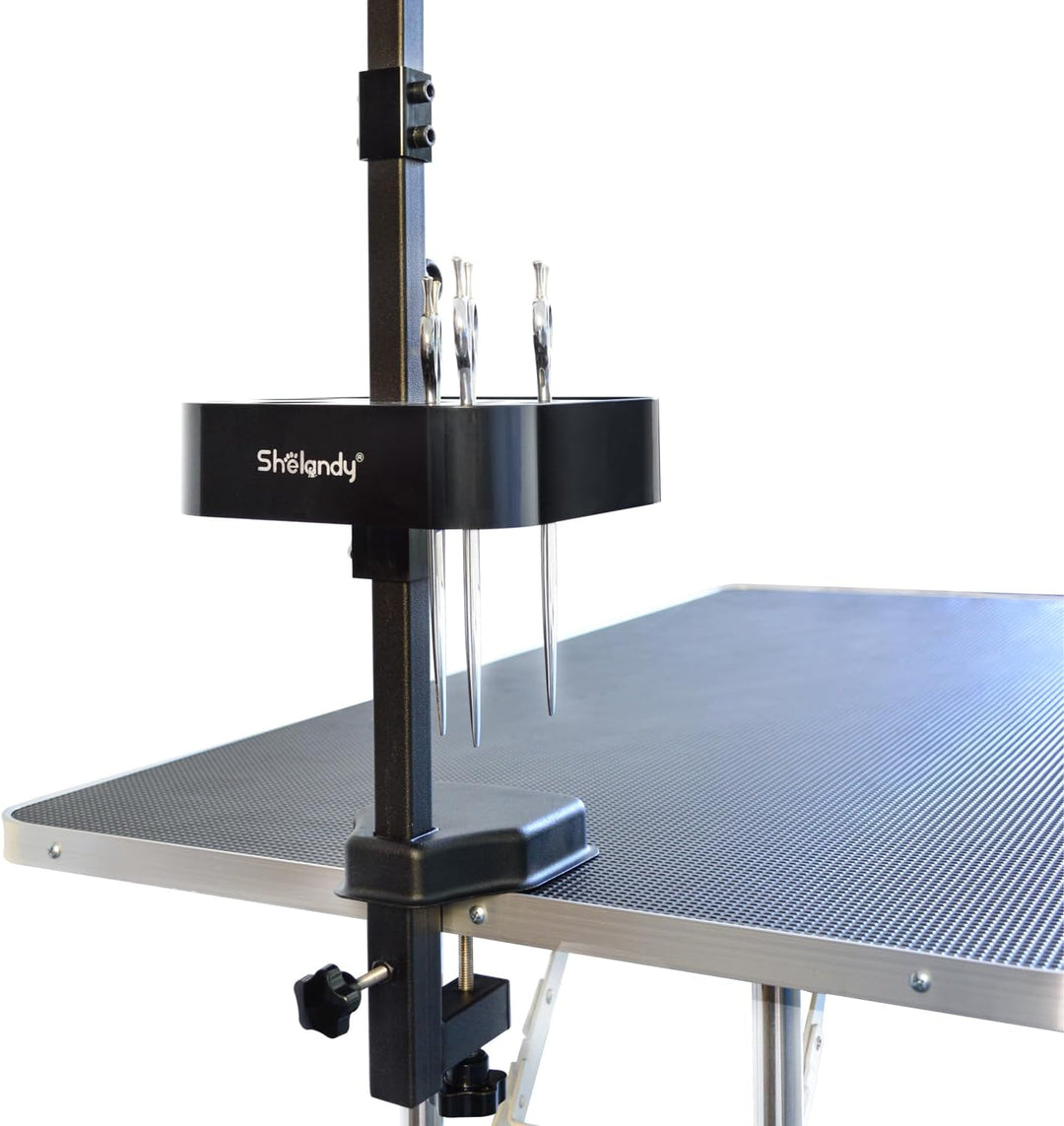 SHELANDY Fellpflegearm mit Klemme für grosse und kleine Hunde – 88,9 cm höhenverstellbar und mit zwe