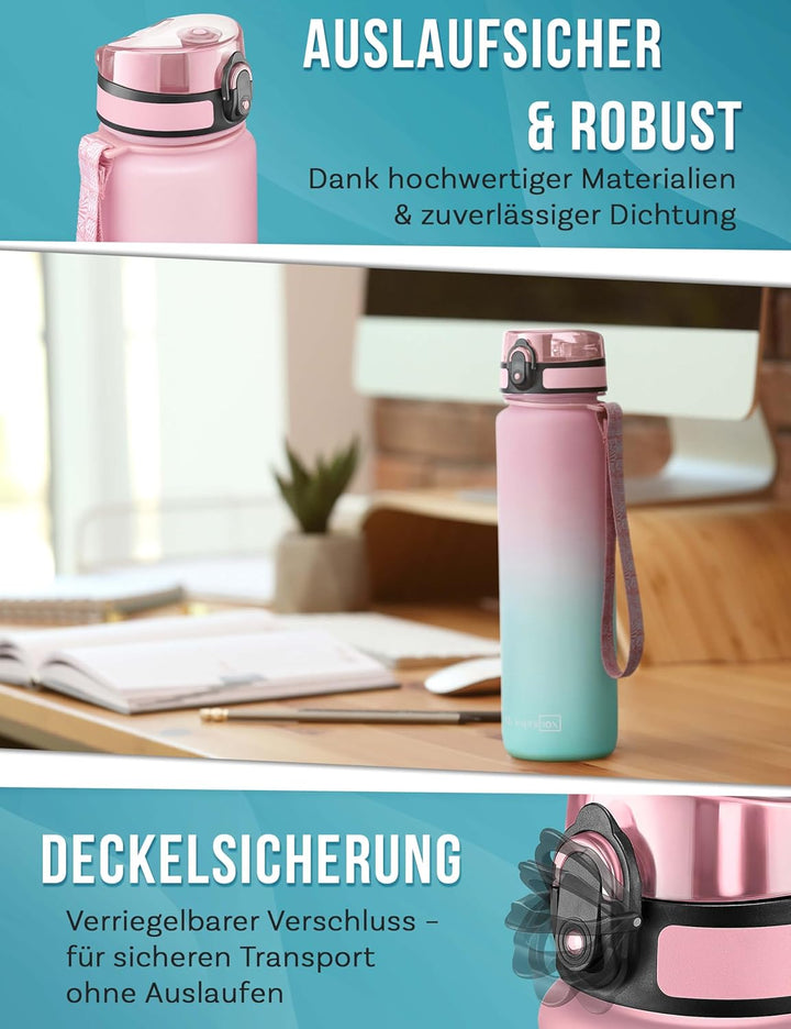 My Vesperbox – Minny - Kinder Trinkflasche auslaufsicher – 500ml – mit Strohhalm oder Sieb - leichte