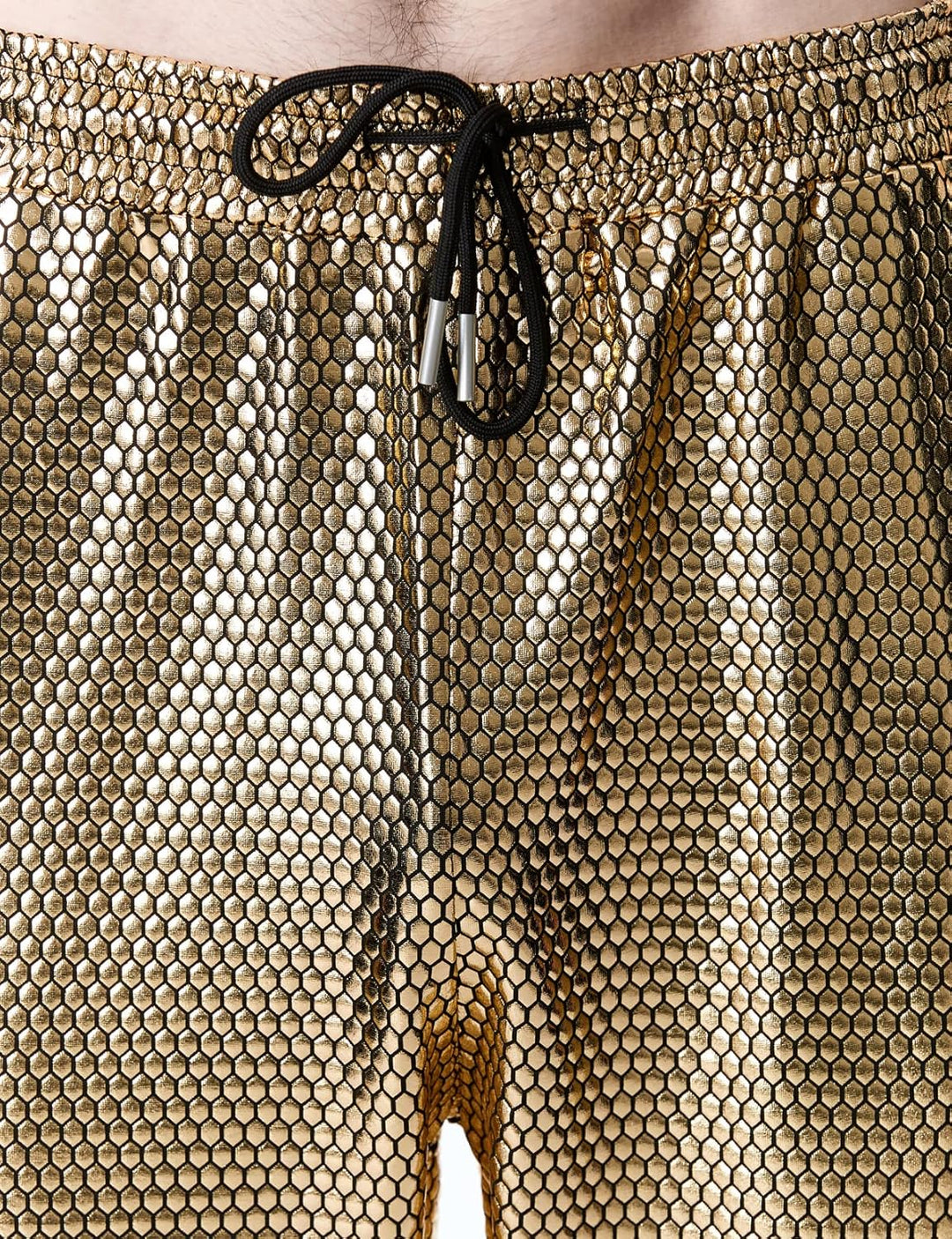 LucMatton Herren-Jogginghose, metallisch, glänzend, Disco-Party, elastische Hose M Gold-a, M Gold-a