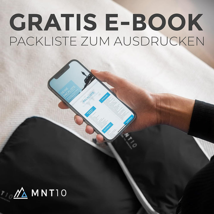 MNT10 Packtaschen recycelt mit Kompression S, M, L, XL I Packwürfel mit Schlaufe als Koffer-Organize