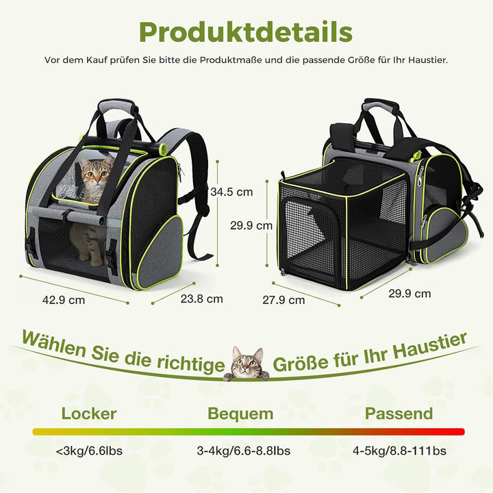 Lekesky Katzenrucksack Bubble Haustier Rucksack mit Netzfenster, Hunderucksack Erweiterbar Tragbare