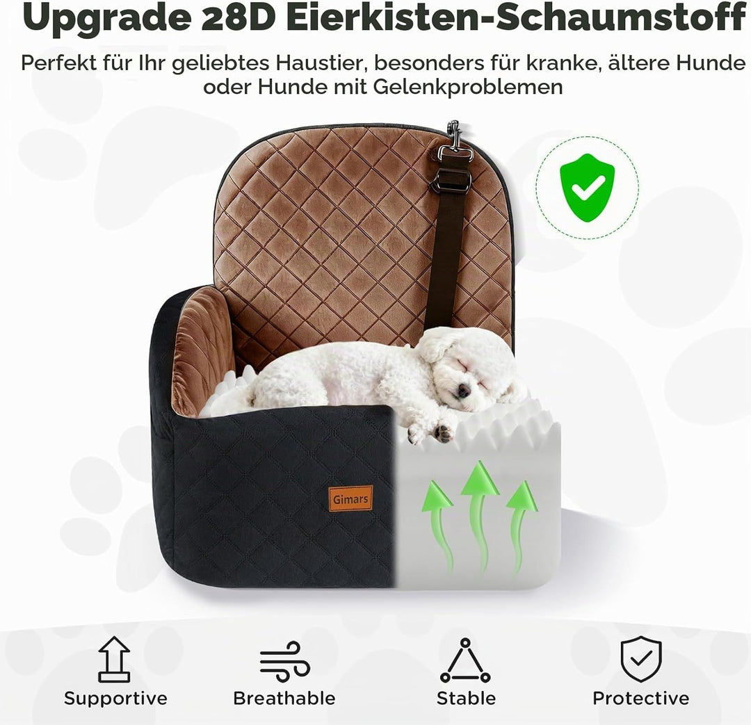 Gimars Wende-Hunde Autositz Mit Lang-/Kurzplüsch Für Kleine/Mittlere Hunde Bis 16 kg, Abnehmbar Wasc