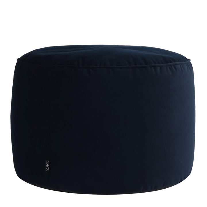 Icon Milano Hocker, Dunkelblau, Flauschiger Samt Stoff, Samt Sitzsack, Sitzpuff, Pouf Hocker mit Fül