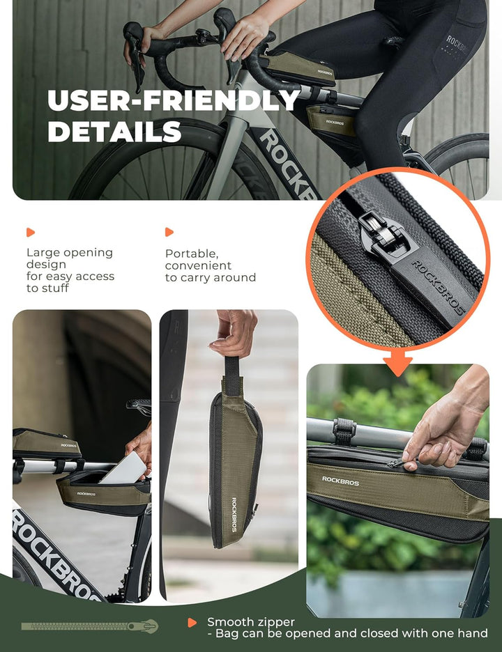 ROCKBROS Fahrradtasche Reflektierende Oberrohrtasche + Rahmentasche 2 in 1 Abnehmbare Fahrradzubehör