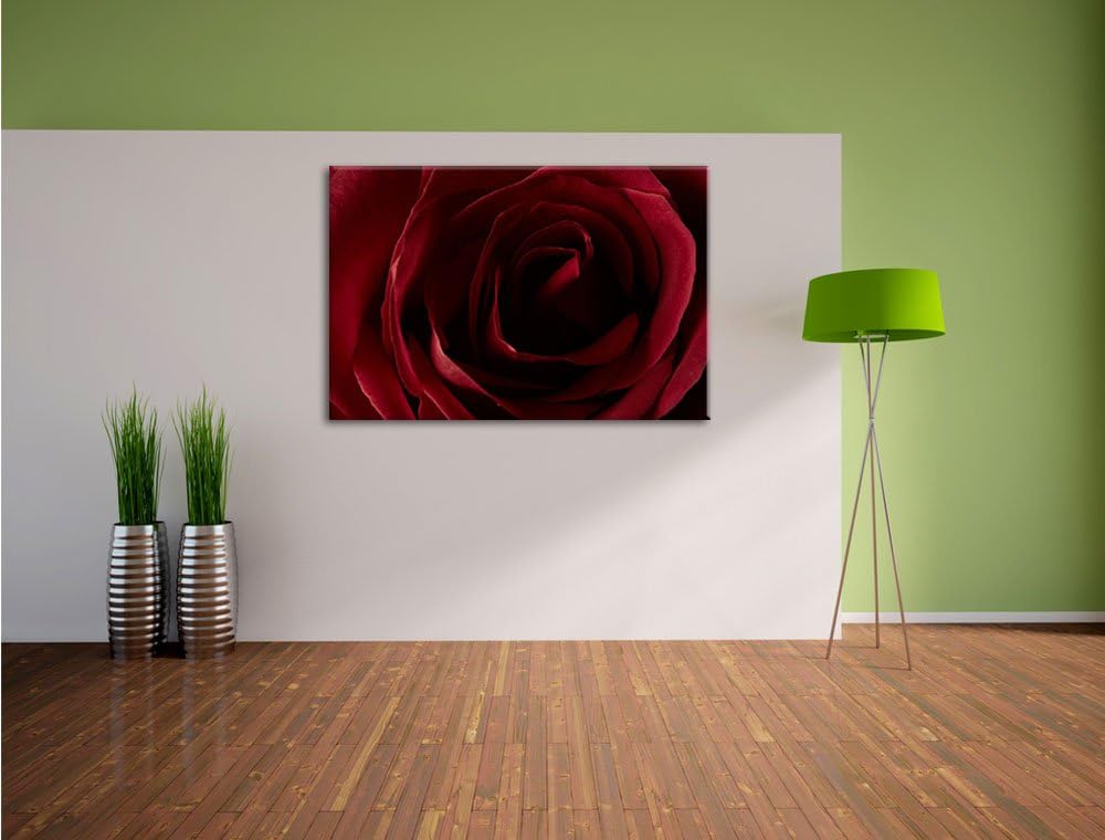 Pixxprint Rote Rose, Format: 100x70 auf Leinwand, XXL riesige Bilder fertig gerahmt mit Keilrahmen,