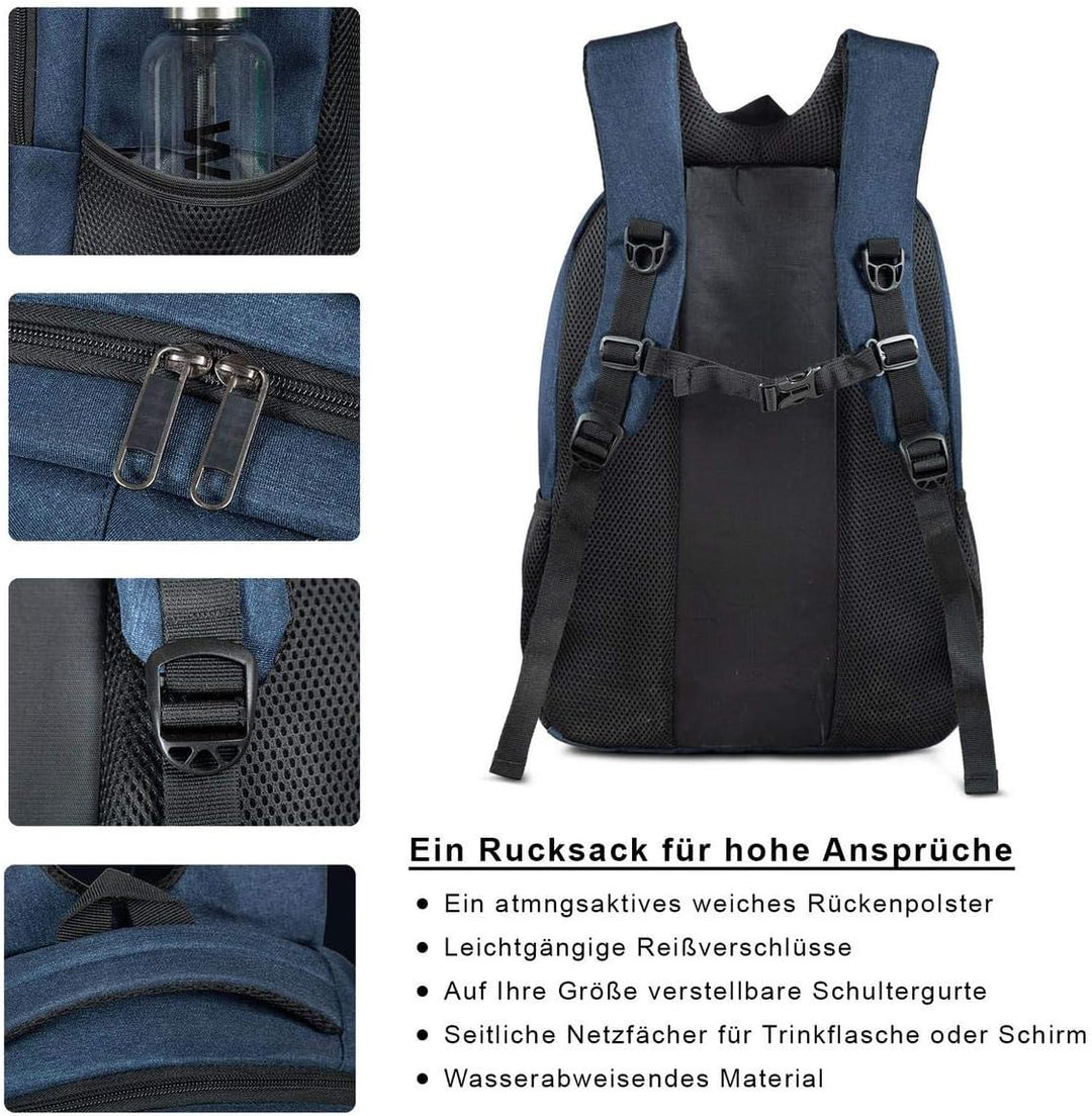 ROYALZ Schul Rucksack 15,6 Zoll Laptopfach Rucksäcke Schulrucksack gross viele Fächer für Schule Uni