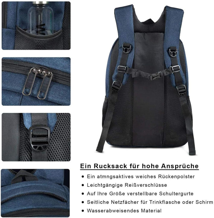 ROYALZ Schul Rucksack 15,6 Zoll Laptopfach Rucksäcke Schulrucksack gross viele Fächer für Schule Uni