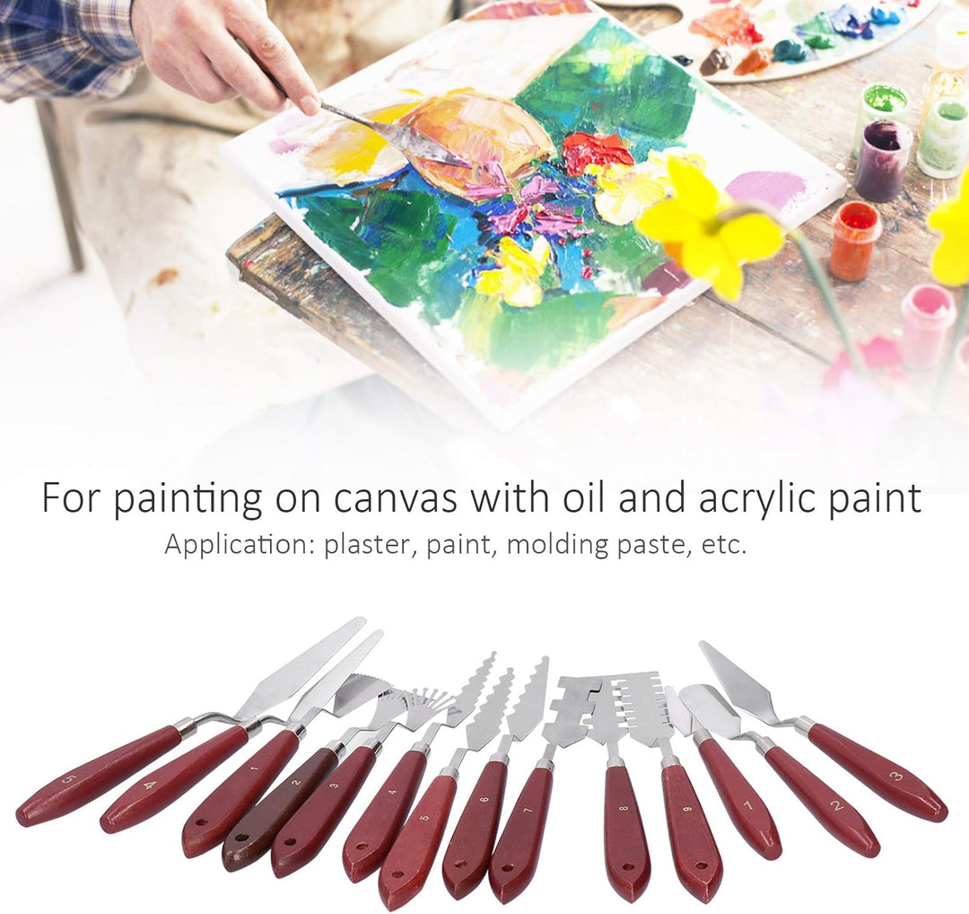 14Pcs Spachtel Edelstahl, Malspachtel für Acrylfarben, Malerei Spatel Palettenmesser, Malerei Mischs