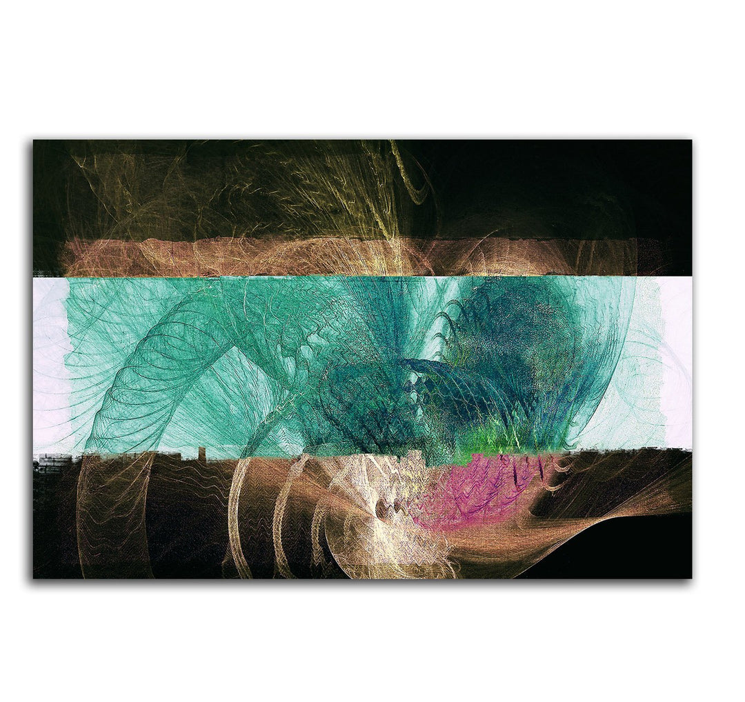 Irrkontraste Kunstdruck Abstrakt469_60x80cm LeinLeinwandbild XXL weiss türkis schwarz braun pink fer