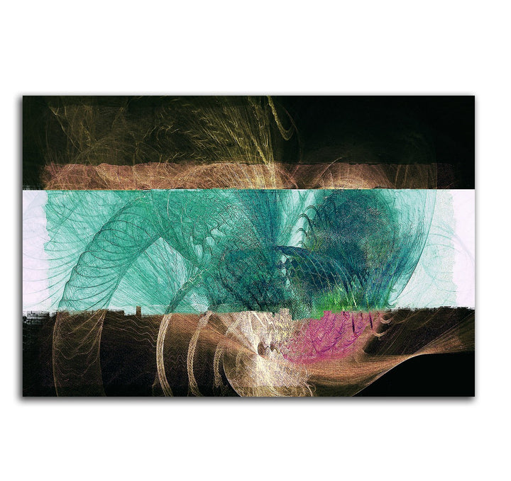 Irrkontraste Kunstdruck Abstrakt469_60x80cm LeinLeinwandbild XXL weiss türkis schwarz braun pink fer