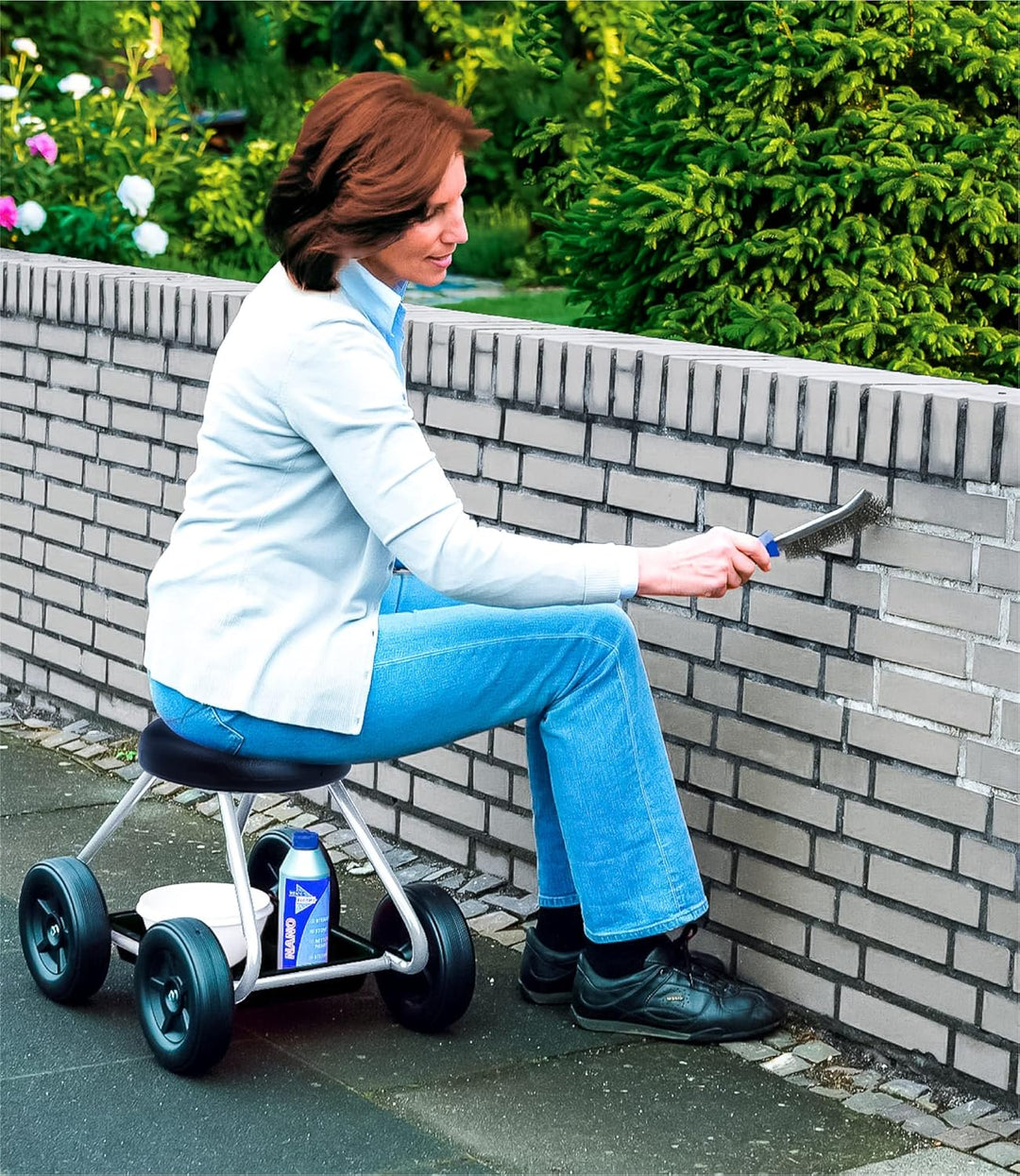 Maximex Rollsitz Secura - für Haushalt und Garten, Metall, 52 x 40 x 41 cm, Silber
