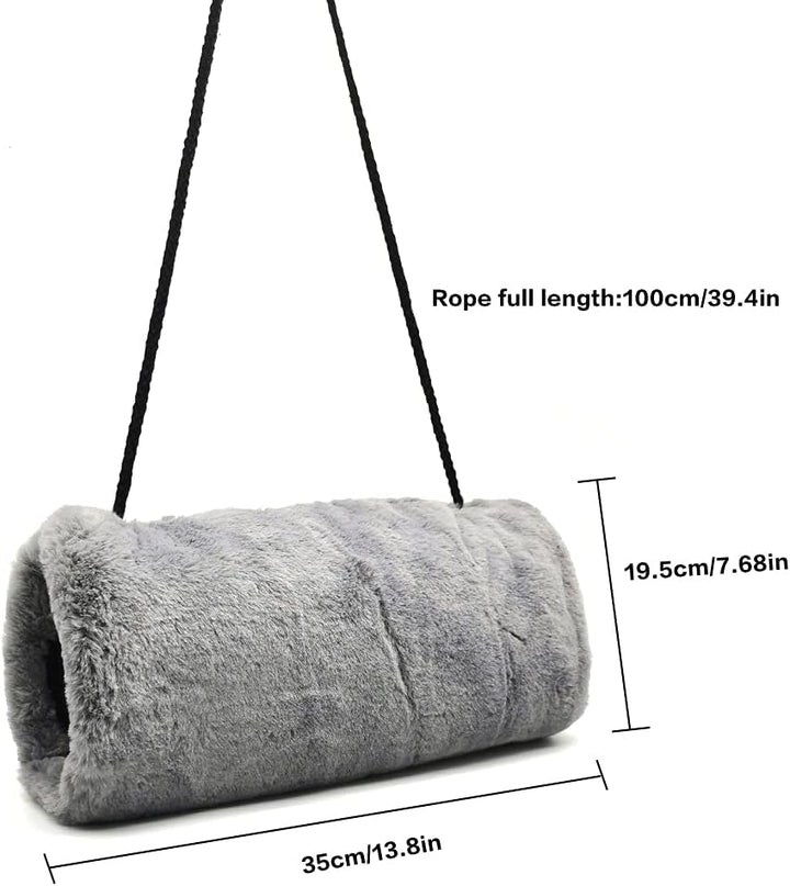 Handmuff Kunstpelz Muff für Warme Hände mit Tasche Riemen Grau Muff Handwärmer Damen Herren Kinder 1