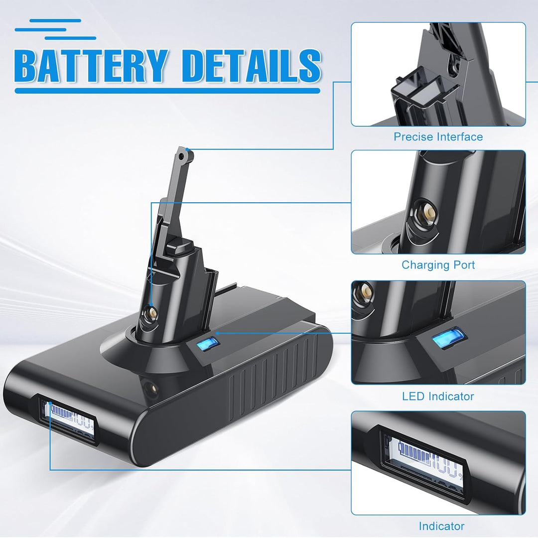 V8 Akku 8000mAh, Powtree Ersatzakku für Dyson SV10 Kompatibel für Dyson V8 Absolute Animal Fluffy Mo