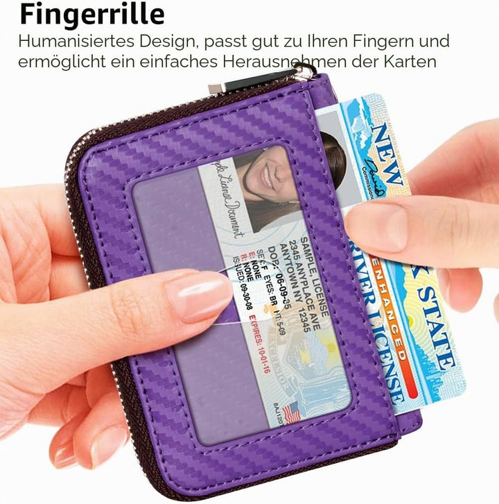 FurArt Kreditkartenetui für Damen und Herren, RFID Schutz,Schlüsselanhänger,Reissverschlussetui Lila