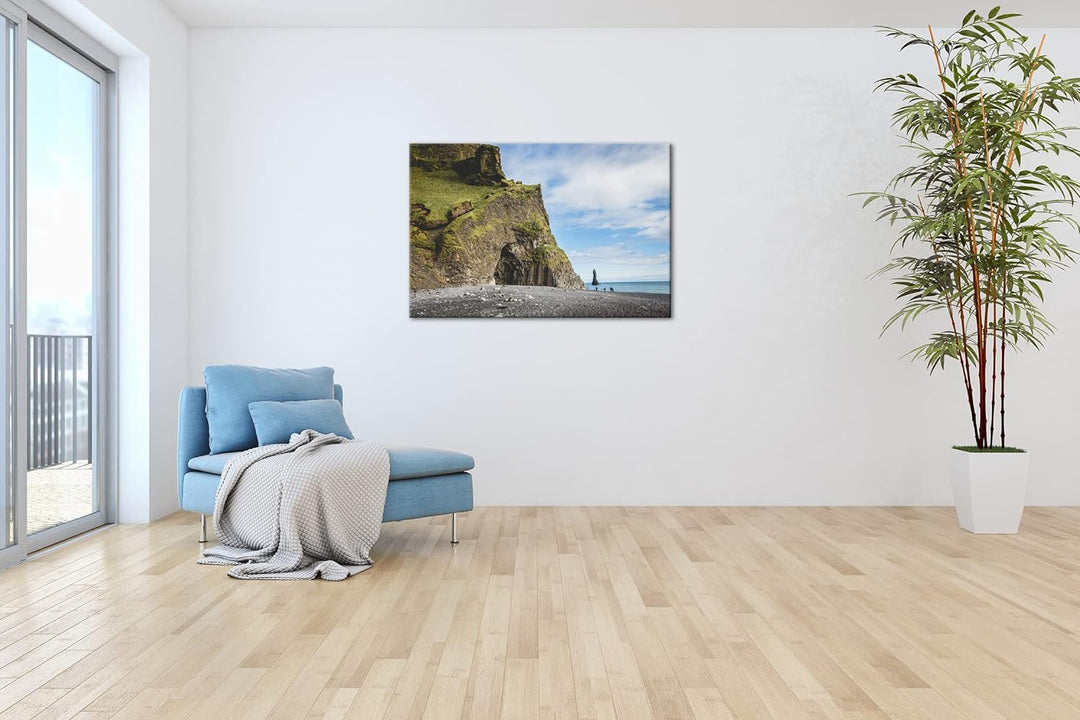 deyoli riesige Klippen in Island im Format: 60x40 als Leinwandbild, Motiv fertig gerahmt auf Echthol