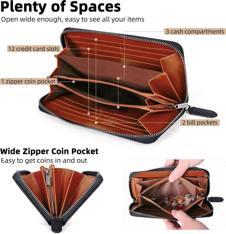 VISOUL Premium Brieftasche Echtleder Italienisches Leder mit RFID Schutz, XL Geldbörse für Herren Da