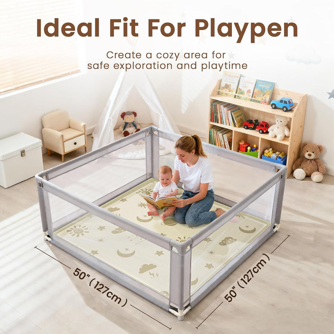 Teppich Krabbelmatte Baby 127x127x3cm, Spielmatte Krabbeldecke Turnmatte Spielteppich für Baby Kinde