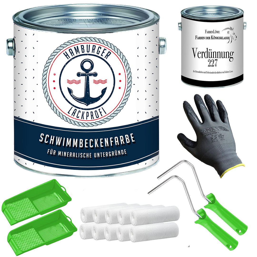 Schwimmbeckenfarbe SEIDENMATT Himmelblau RAL 5015 Blau Für Beton Poolfarbe Schwimmbadfarbe Schwimmbe