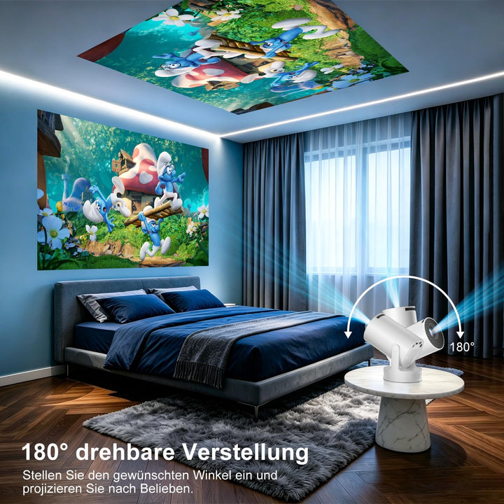 2026 Salange Mini Beamer 4K 1080P Unterstützt,Smart Projektor Android 14.0 | Tragbarer Beamer mit Wi