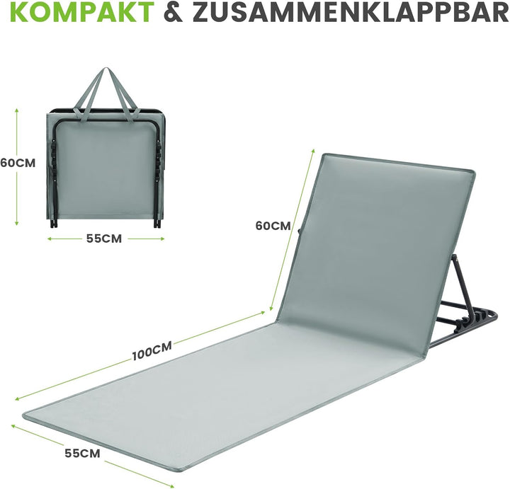 Palawano Sonnenliege für Garten & Strand – Verstellbare 5-Positionen Strandmatte, Leicht & TragbarLi