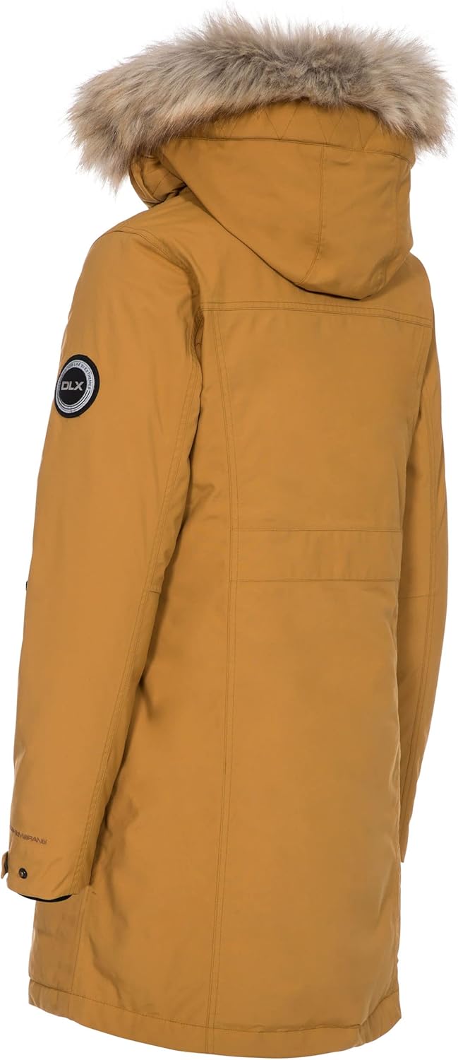 Trespass Damen Bettany Warme Lange Daunenjacke Mit Abnehmbarer Kapuze, Sandstone