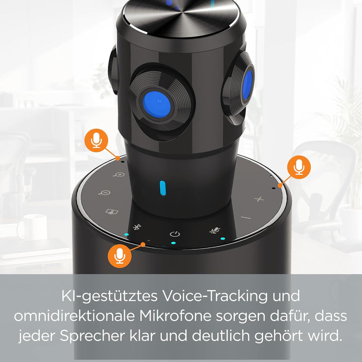 TOUCAN Video Conference System 360 – Professionelle Plug-und-Play-USB-Webcam mit 360°-Kamera, omnidi