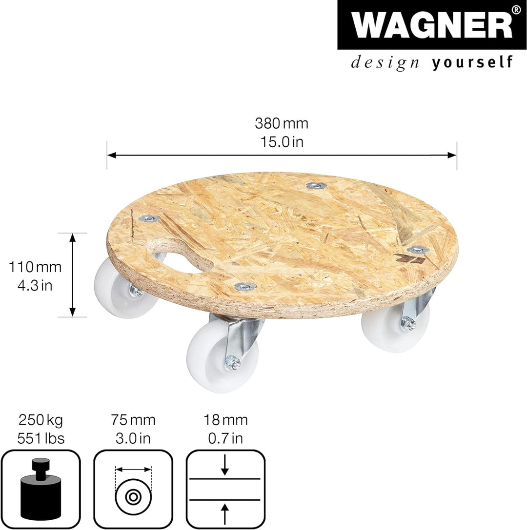 WAGNER Transporthilfe MM 1171 I 38 cm - ideal für Geräte & schwer beladene Kisten I Tragkraft 250 kg