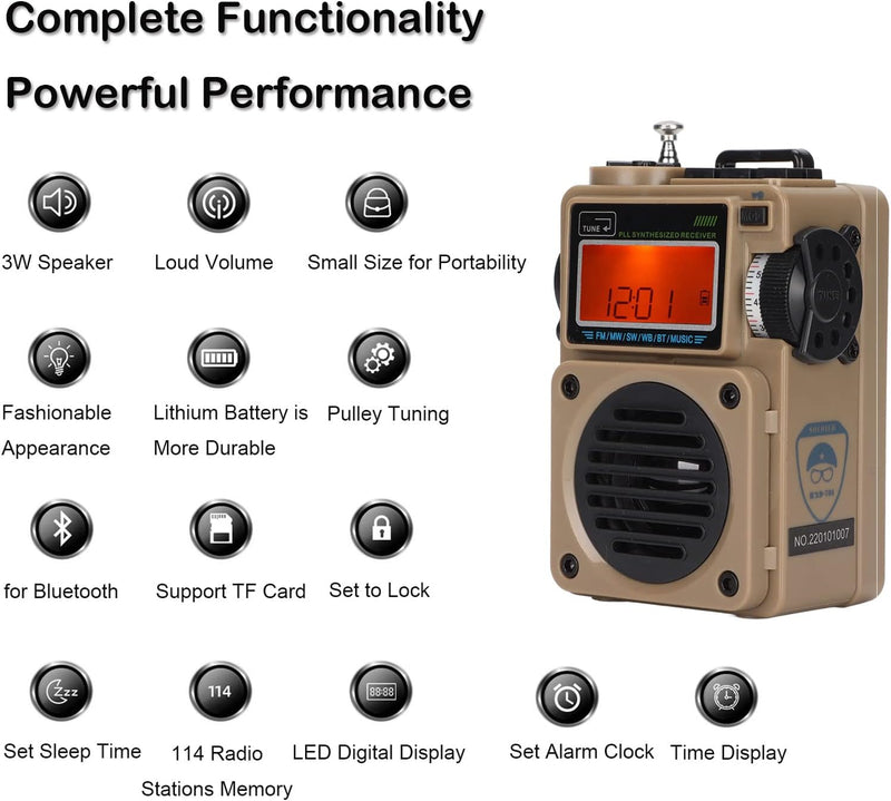 Digitales Pocket Radio, Tragbares Digital Radio, Bluetooth TF Plugging Card Radio, für Zuhause Im Fr