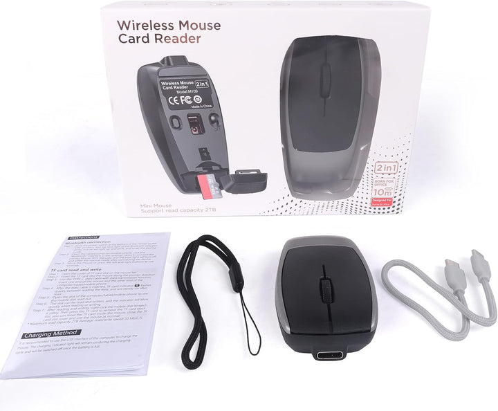 Bluetooth Maus, Upgrade Mini Kabellose Mouse zum Einsetzen einer TF-Karte, 2-in-1 Maus und TF-Karten