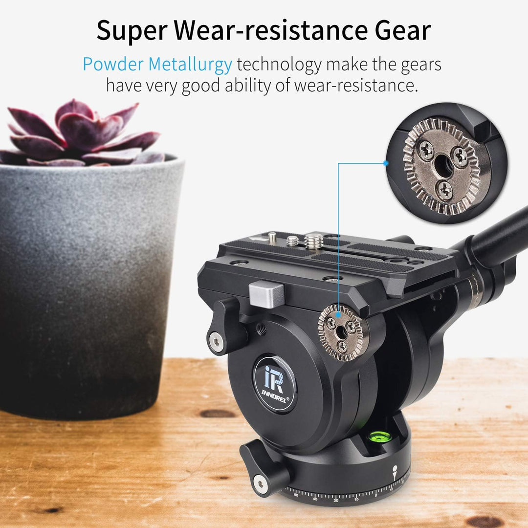 Fluidkopf, INNOREL H90, Videokamera Stativ Fluid Drag Pan Kopf für für DSLR-Kameras, Camcorder, Tele