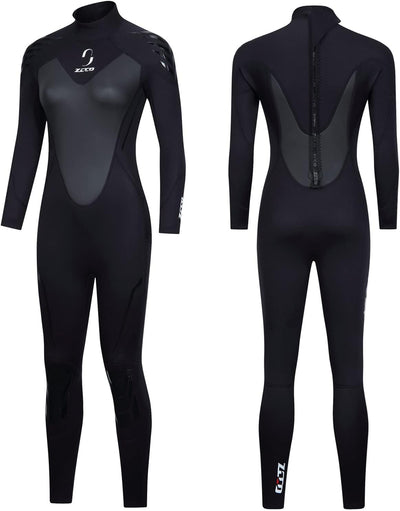 ZCCO Damen 3mm Neopren Neoprenanzug, Langarm-Neoprenanzug mit Reissverschluss hinten, Einteiler für