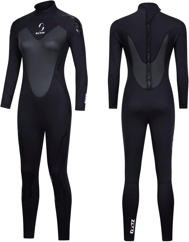 ZCCO Damen 3mm Neopren Neoprenanzug, Langarm-Neoprenanzug mit Reissverschluss hinten, Einteiler für