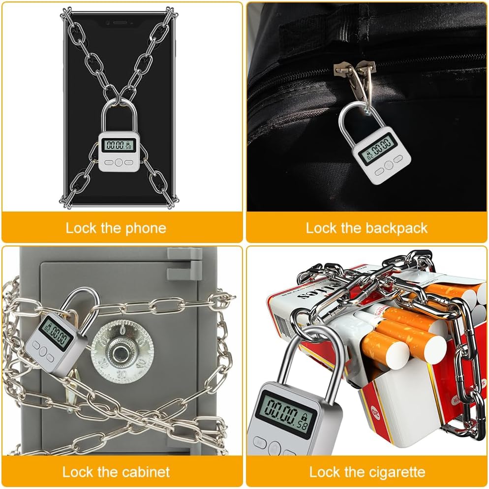 mizikuu Digitale Zeitschloss, Smart Time Lock mit LCD-Display USB Sicherheits Vorhängeschloss Heavy