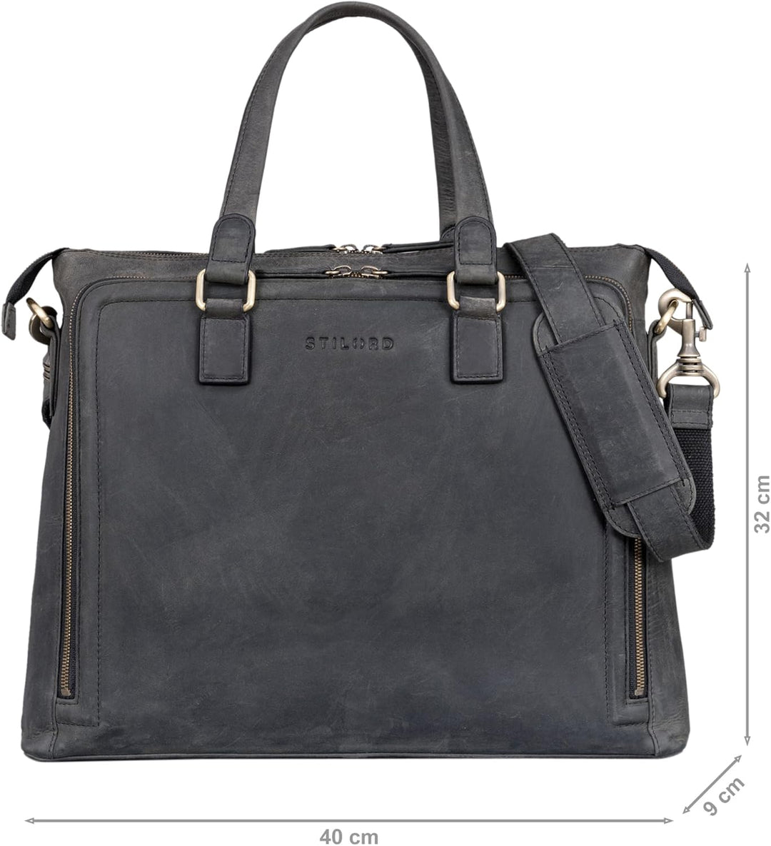 STILORD 'Claire' Businesstasche Damen Leder 15 Zoll Laptoptasche DIN A4 Aktentasche Umhängetasche un
