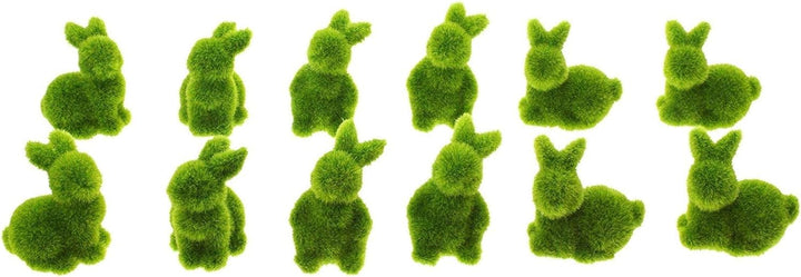 Dekoleidenschaft 12 Mini-Hasen Moos grün, 5 cm hoch, Osterdeko, Tischdeko, Basteln