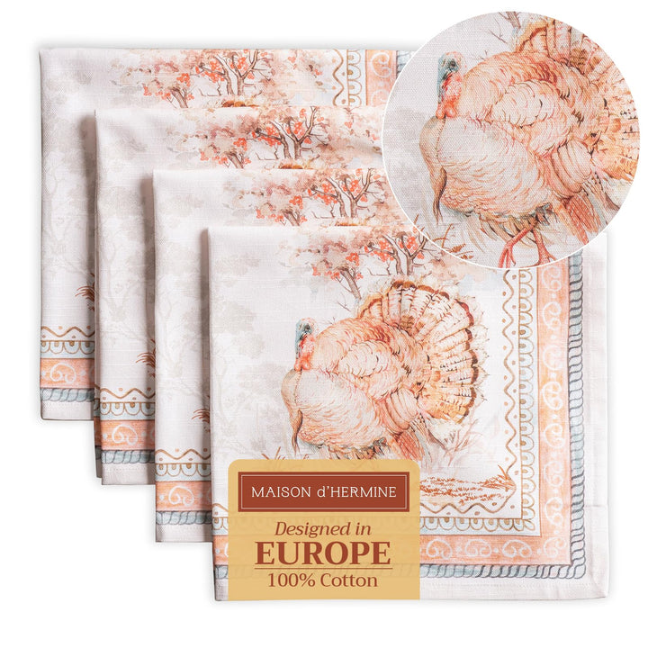 Maison d' Hermine Stoffservietten 4er Set aus 100% Baumwolle Wiederverwendbare Stoffservietten Weihn