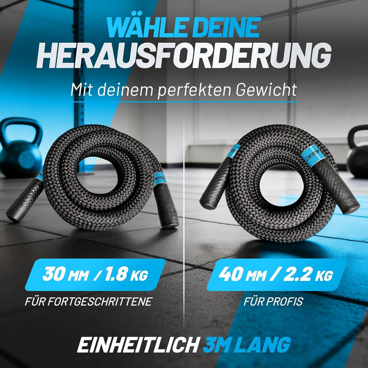 aerobis® Battle Jump Ropes | schweres Springseil | Geschmeidig und flexibel | Tau mit hohem Gewicht