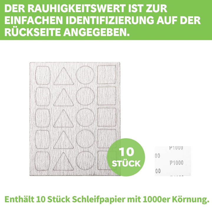 Schleifpapier für Pen Sander PLH-1000, PLH-2000, 180/240/400/800/1000 Grits Je 10 Stück mit je 20 Pa