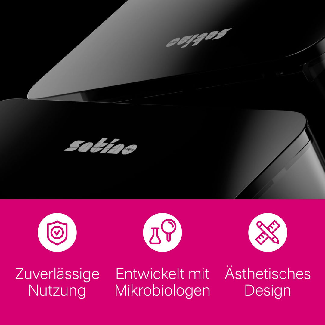 Satino 5l Mülleimer Bad – Eimer mit Deckel - Badezimmer Mülleimer in schwarz oder weiss – Kosmetikei