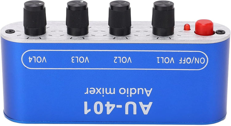 Audio-Mixer 4 Eingänge 1 Ausgang Stereo-Mischpult aus Aluminiumlegierung Kopfhörerverstärker DC 5‑12