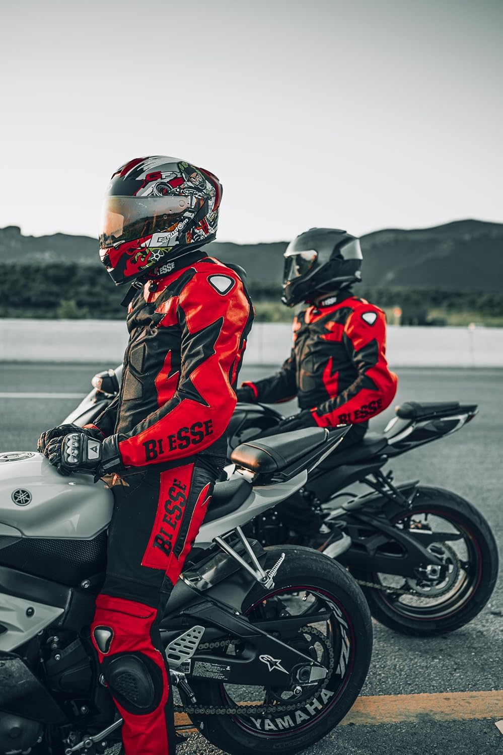 BI ESSE Motorradkombi Herren 2-teilig – Motorradanzug Leder & Textil, Jacke und Hose trennbar, verst