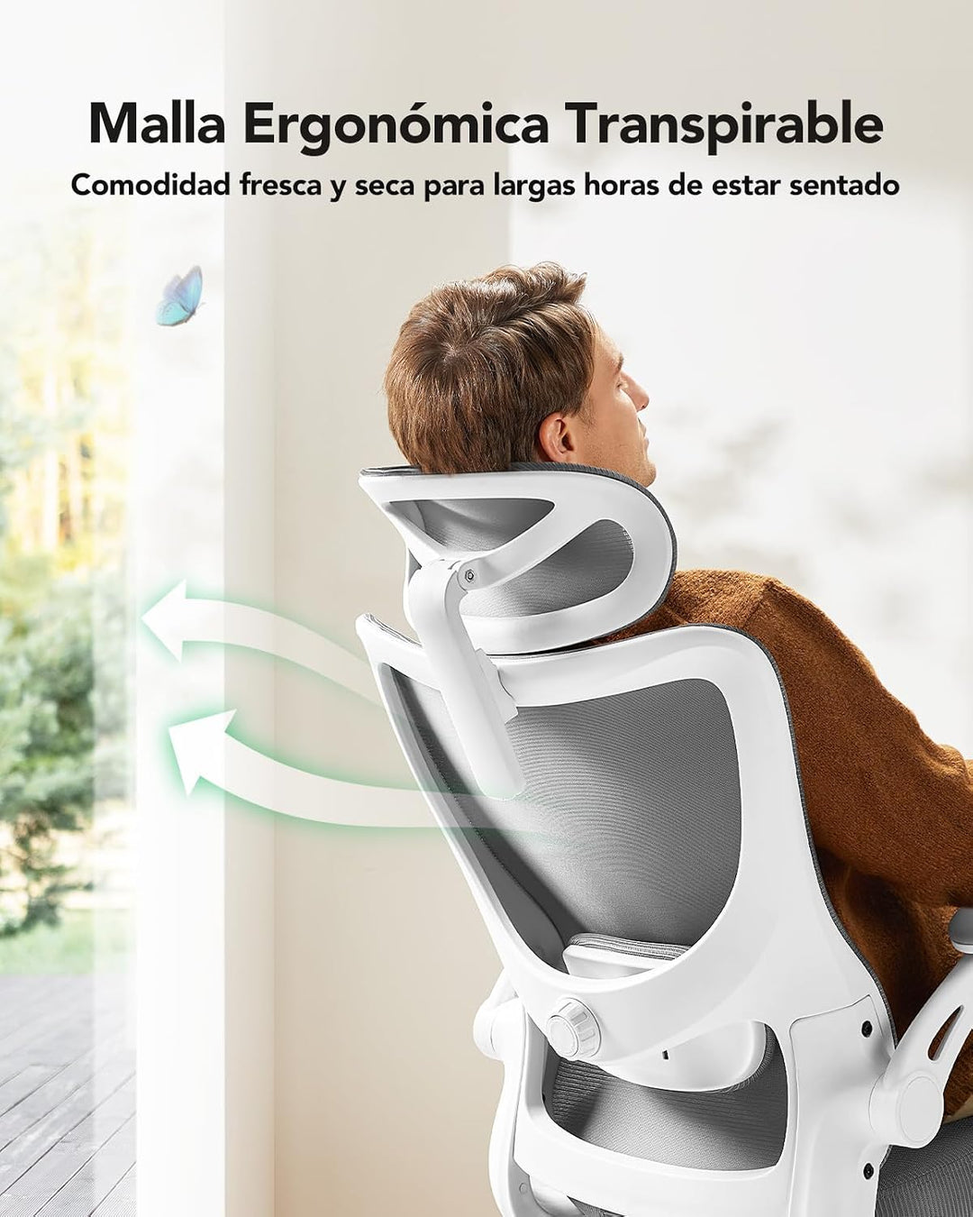 Marsail Bürostuhl Ergonomisch: Schreibtischstuhl mit hohem Rückenlehne-Mesh und Verstellbarer Lenden