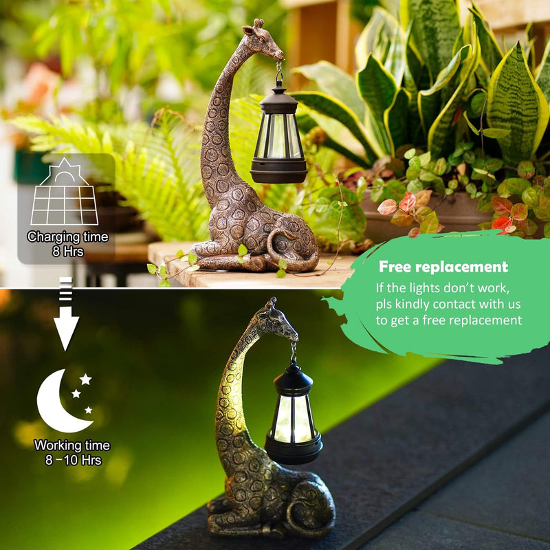 Goodeco Giraffe mit Solarlaternen – 28 cm Giraffe Ornament Outdoor Statuen Figuren mit solarbetriebe