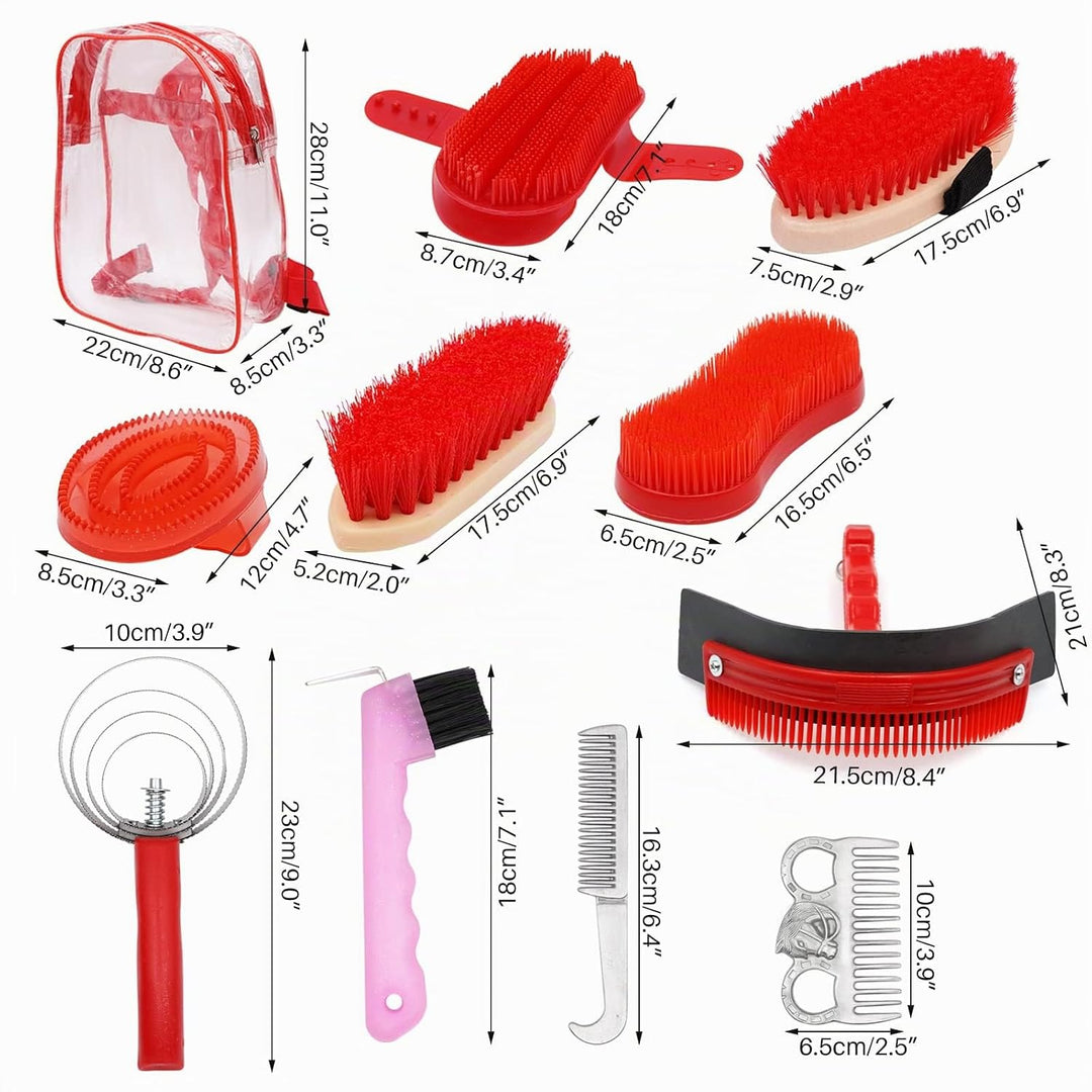MUALROUS Pferdepflege-Kits 10-TLG Pferdereinigungs Set Pferdebürsten-Set Brush Putzzeug für Pferde S