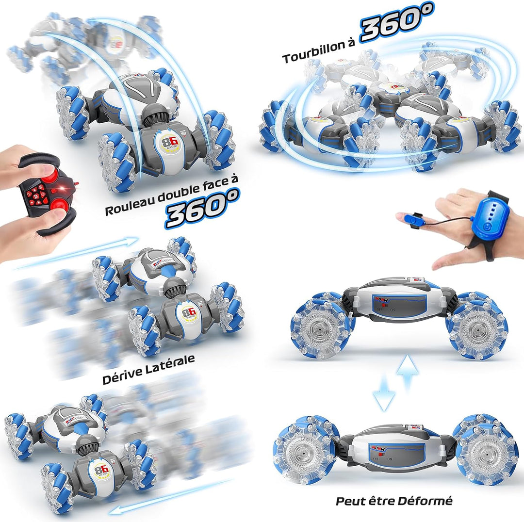 YTKIH 3 in 1 Ferngesteuertes Auto ab 6 7 8 9 10 Jahre,2,4 GHz 4WD RC Auto mit Handsteuerung,Doppelse
