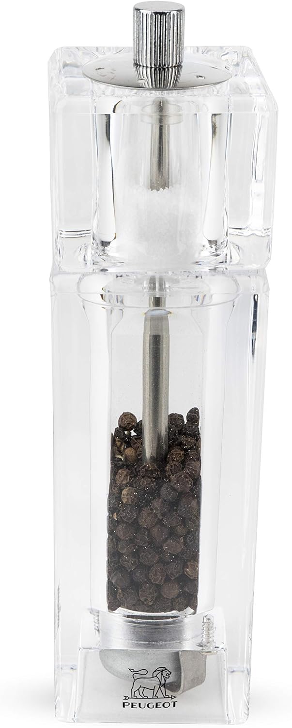 Peugeot 860501 Pontarlier Kombo Pfeffermühle mit integriertem Salzstreuer Acryl, 6,2 x 6,2 x 15 cm,