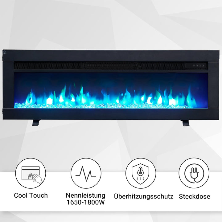 BALDERIA Elektrokamin Agnes 40" | 3in1 Elektrischer Stand-, Wand- oder Einbaukamin mit 3D-Flammeneff