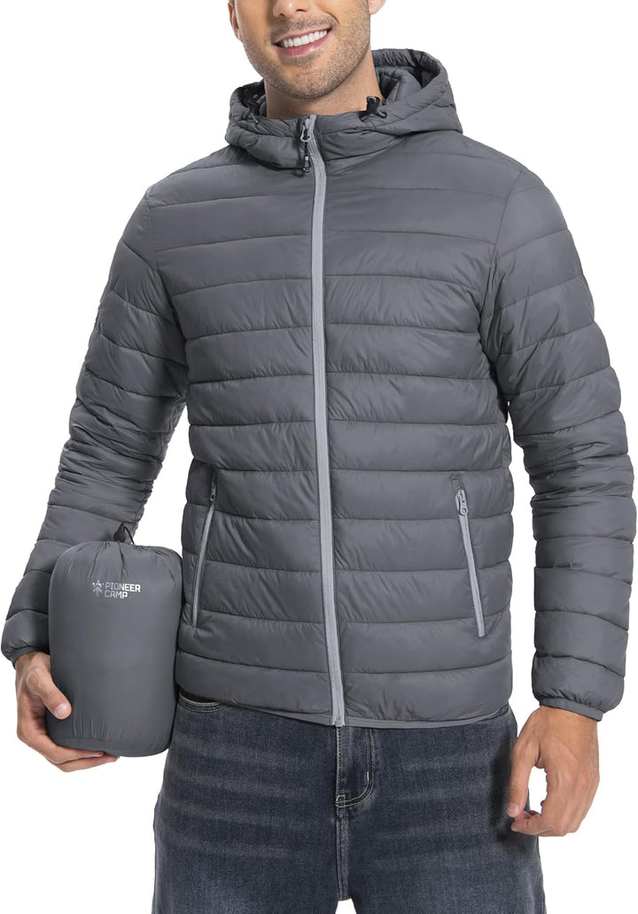 Herren Steppjacke Leichte Daunenjacken Winterjacke Übergangsjacke Outdoorjacke mit Kapuze und 6 Tasc