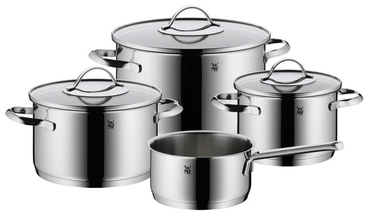 WMF Aparto Topfset Induktion 4-teilig, Kochtopf Set mit Glasdeckel, Cromargan Edelstahl poliert, Ind