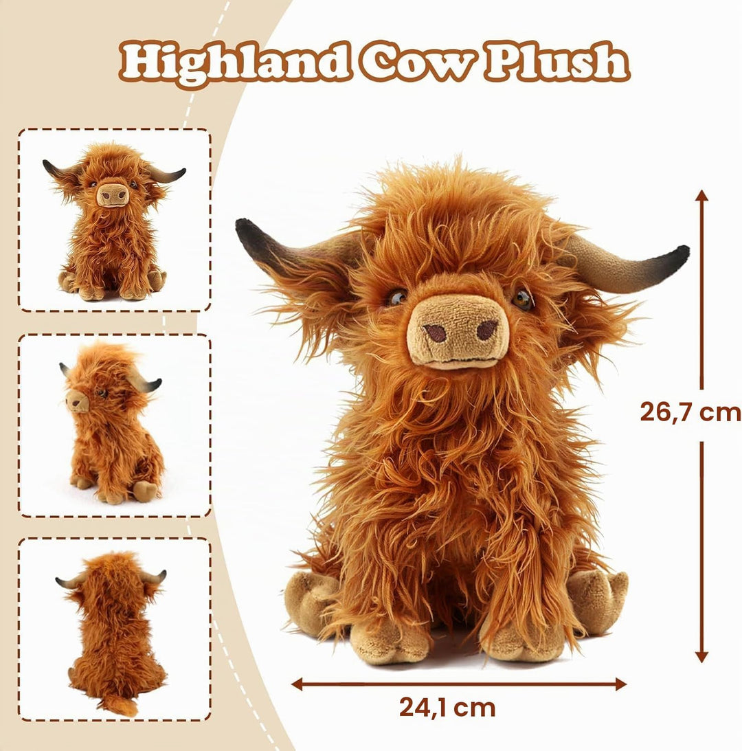 Highland Cow Kuscheltier 1 Stück Extra Weich &amp; Formstabil, Highland Cow Plüsch Hochlandkuh Plüschtie